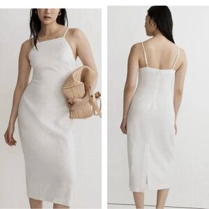 Madewell White Midi Linen Slip Dress